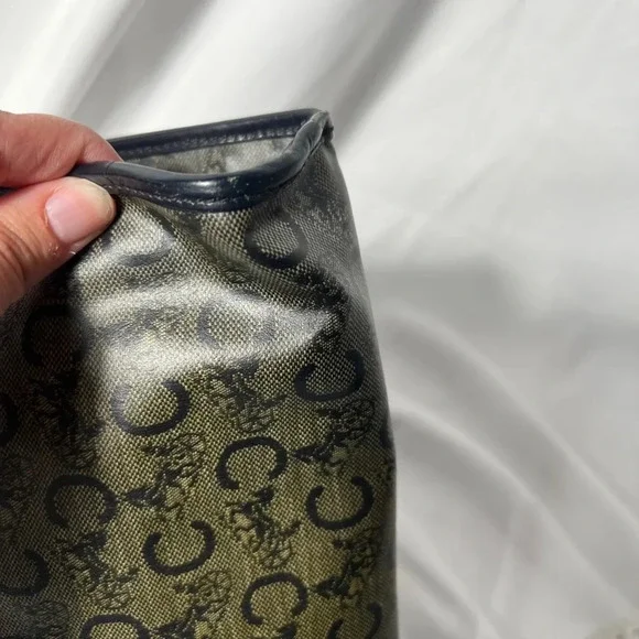 Celine Monogram Canvas Crossbody Clutch in Black and Brown with Gold Chain - Picture 12 of 16